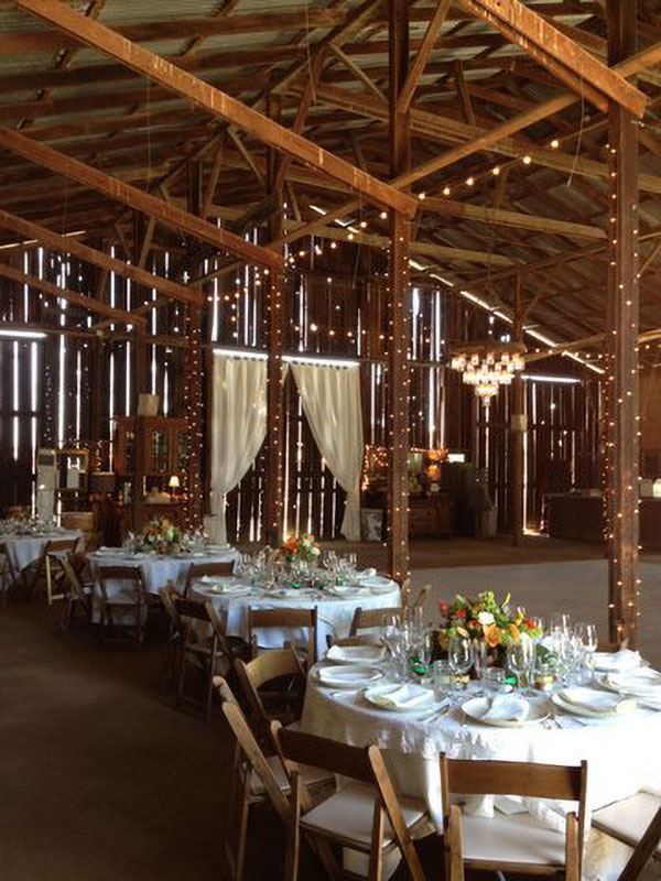 Inside of barn decorated for an event