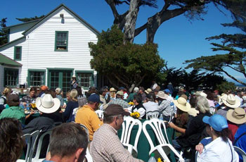 Outdoor Corporate event with crowd on Santa Rosa Island.