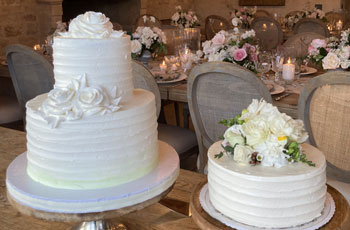 closeup of wedding cakes