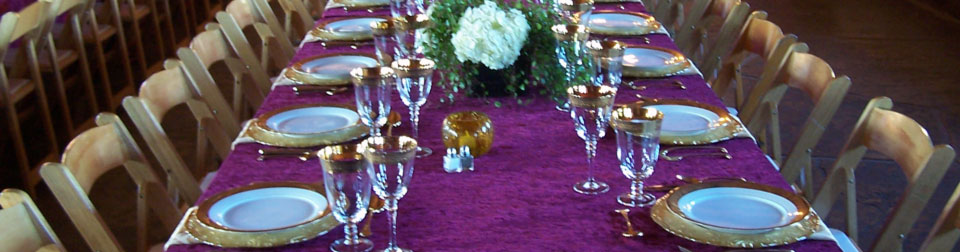 tables set up for reception at Hearst Castle